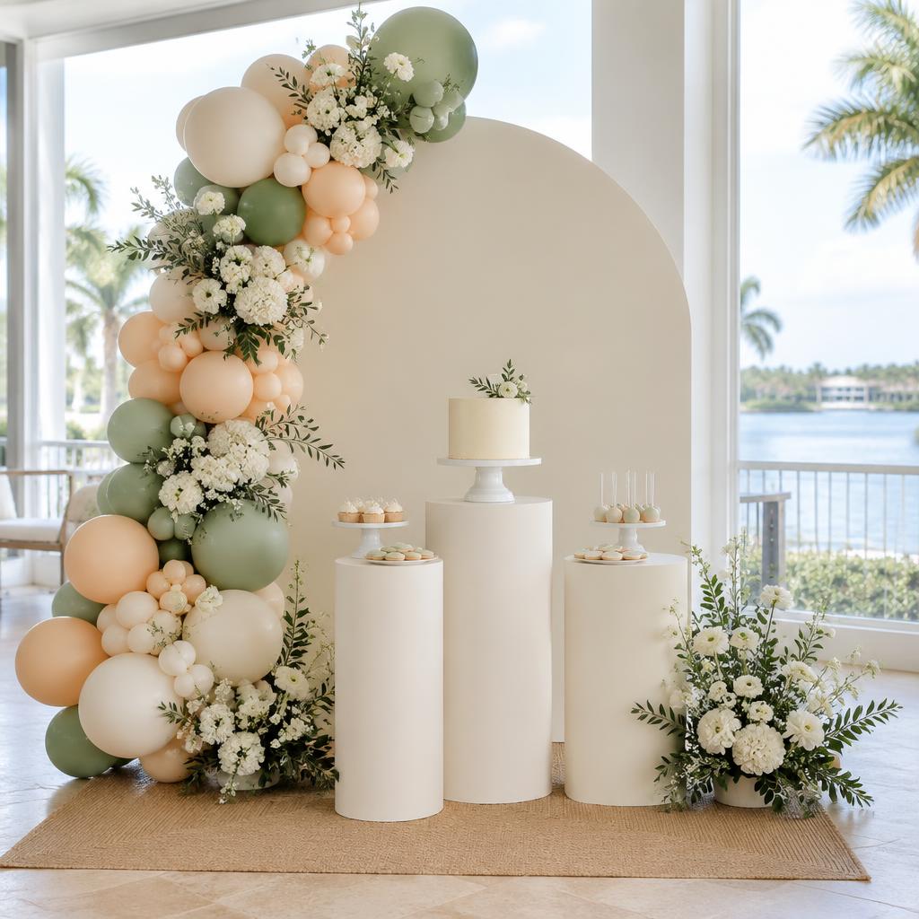 Baby shower decoration in sage and ivory